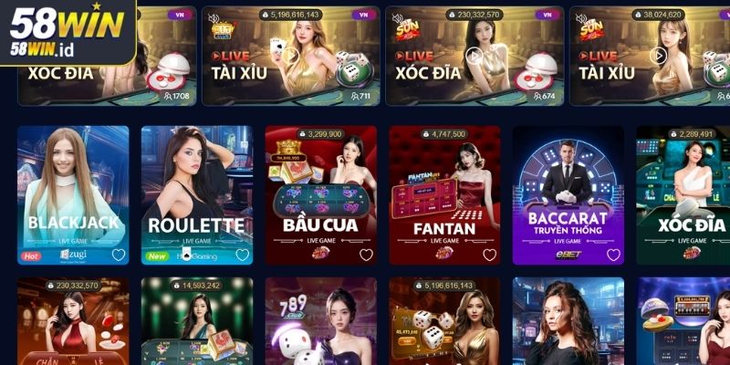 Tổng quan về sảnh Casino online 58WIN

